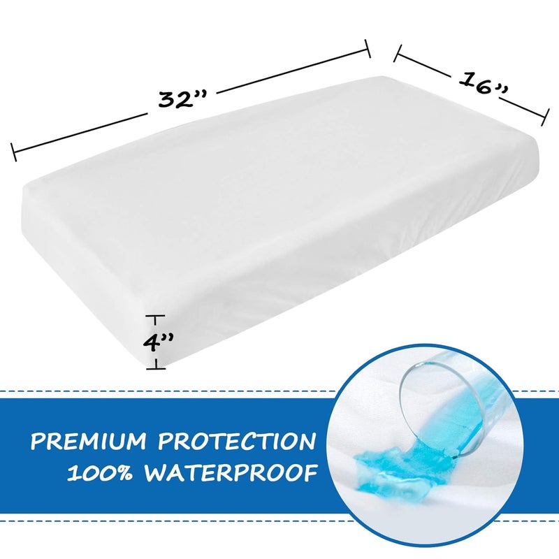 Coldwind Changing Pad Cover Waterproof, Changing Table Cover Organic Cotton 2 Pack Diaper Changing Pad Cover, Jersey Knit Super Soft & Stretchy Baby Cradle Sheets Covers, 32" x 16" x 4", White - Image 2